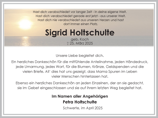 Traueranzeige von Sigrid Holtschulte von Ruhr Nachrichten