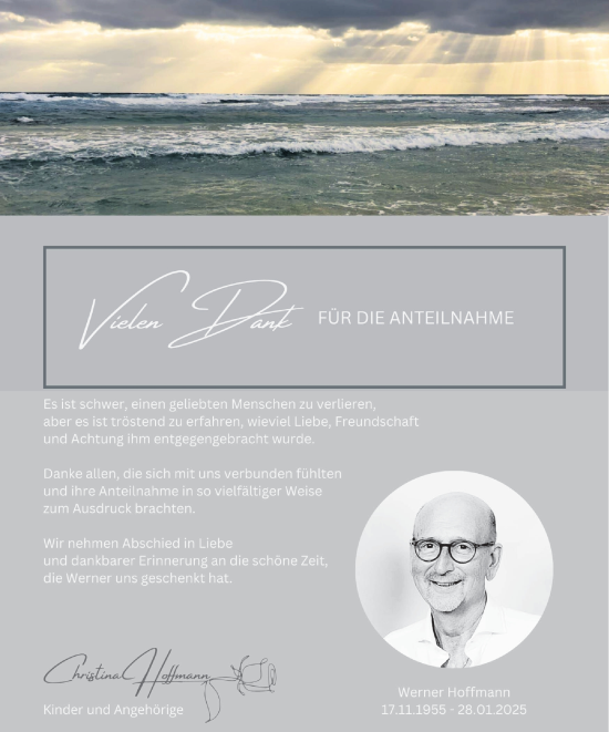 Traueranzeige von Werner Hoffmann von Trauer Vest