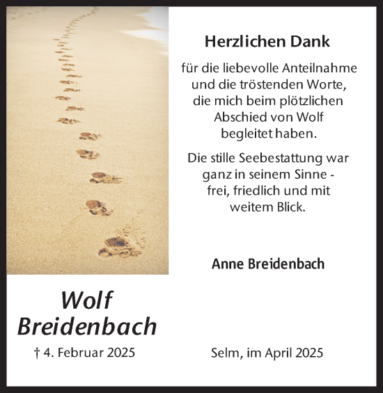 Traueranzeige von Wolf Breidenbach von Ruhr Nachrichten