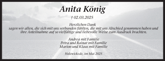 Traueranzeige von Anita König von Hellweger Anzeiger