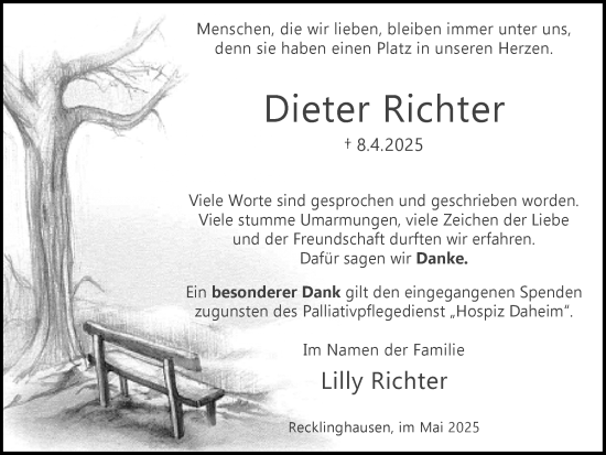 Traueranzeige von Dieter Richter von Trauer Vest