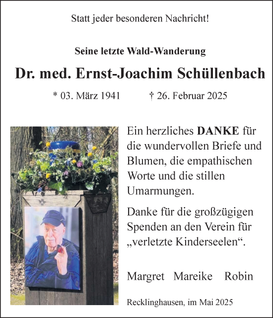 Traueranzeige von Ernst-Joachim Schüllenbach von Trauer Vest