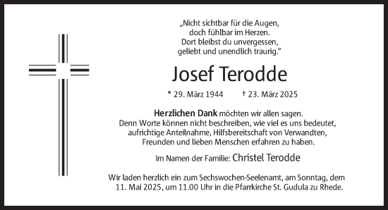 Traueranzeige von Josef Terodde 