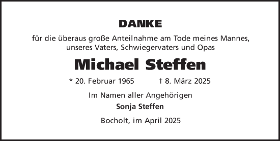 Traueranzeige von Michael Steffen 