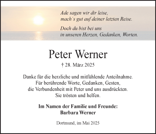 Traueranzeige von Peter Werner von Ruhr Nachrichten