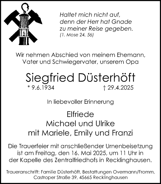 Traueranzeige von Siegfried Düsterhöft von Trauer Vest