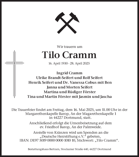 Traueranzeige von Tilo Cramm von Ruhr Nachrichten