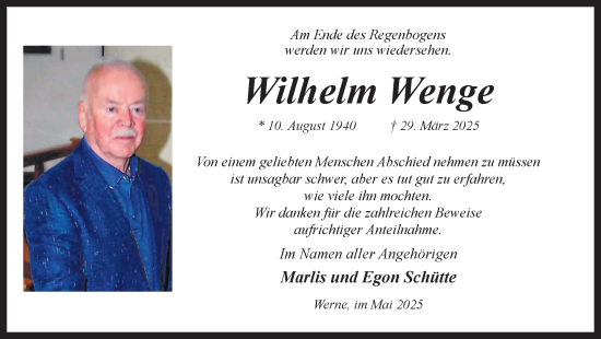 Traueranzeige von Wilhelm Wenge von Ruhr Nachrichten