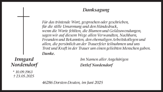 Traueranzeige von Detlef Nordendorf von Ruhr Nachrichten und Dorstener Zeitung