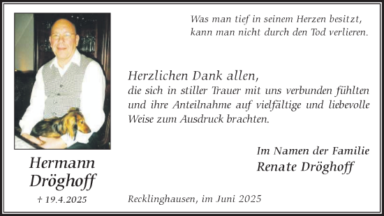 Traueranzeige von Hermann Dröghoff von Trauer Vest