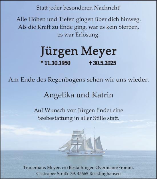 Traueranzeige von Jürgen Meyer von Trauer Vest