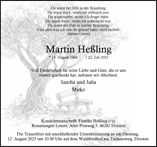 Traueranzeige von Martin Hefling von Ruhr Nachrichten und Dorstener Zeitung