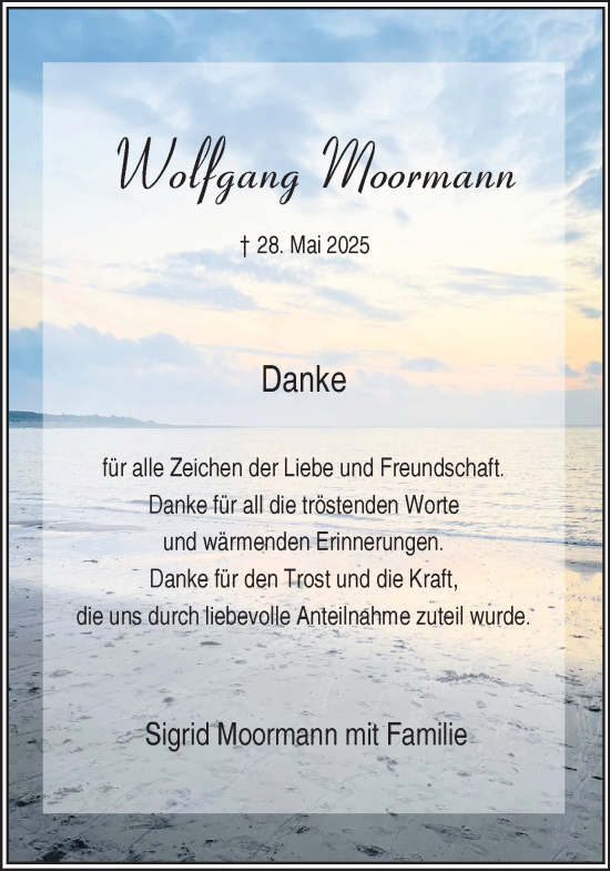 Traueranzeige von Wolfgang Moormann von Hellweger Anzeiger