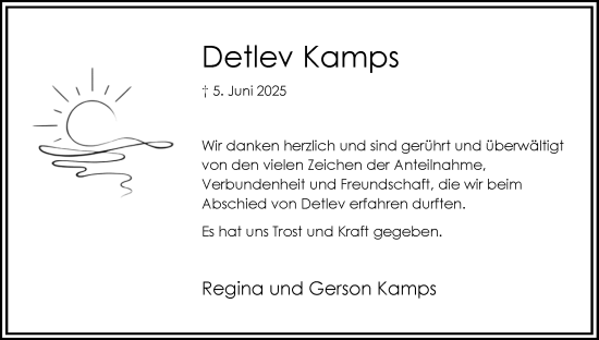 Traueranzeige von Detlev Kamps von Hellweger Anzeiger
