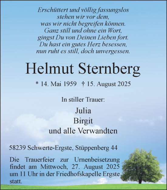 Traueranzeige von Helmut Sternberg von Ruhr Nachrichten