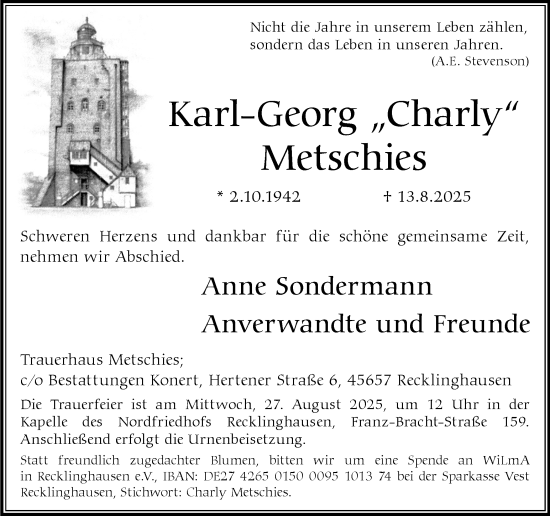 Traueranzeige von Karl-Georg Metschies von Trauer Vest