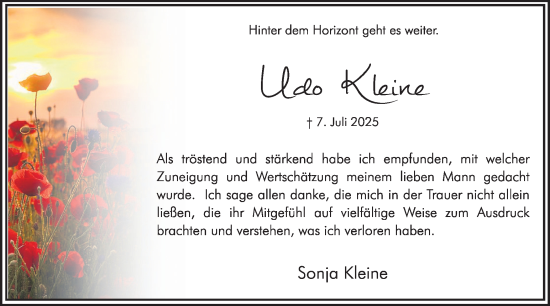 Traueranzeige von Udo Kleine von Hellweger Anzeiger