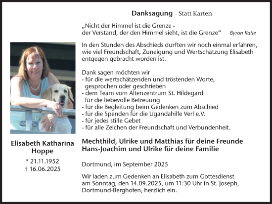 Traueranzeige von Elisabeth Katharina Hoppe von Ruhr Nachrichten