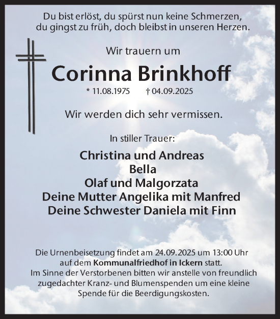 Traueranzeige von Corinna Brinkhoff von Stadtanzeiger Castrop-Rauxel