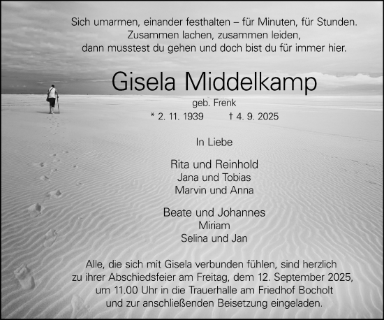 Traueranzeige von Gisela Middelkamp 