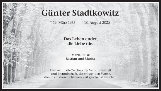 Traueranzeige von Günter Stadtkowitz von Trauer Vest