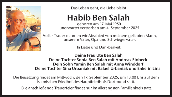 Traueranzeige von Habib Ben Salah von Ruhr Nachrichten