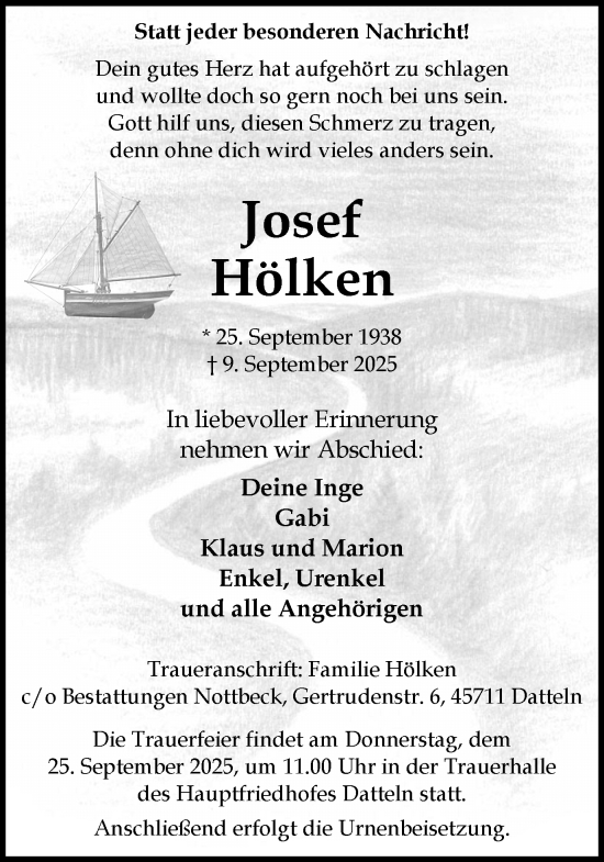 Traueranzeige von Josef Hölken von Trauer Vest
