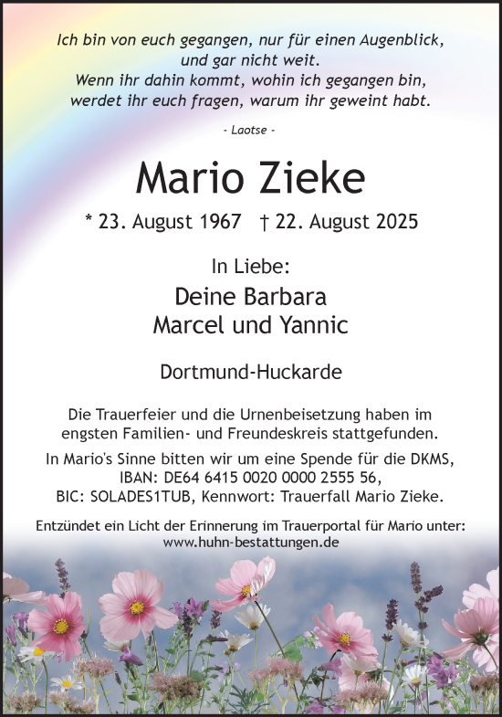 Traueranzeige von Mario Zieke von Ruhr Nachrichten