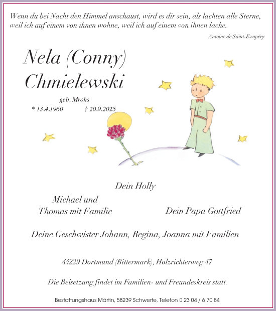 Traueranzeige von Nela (Conny) Chmielewski von Ruhr Nachrichten