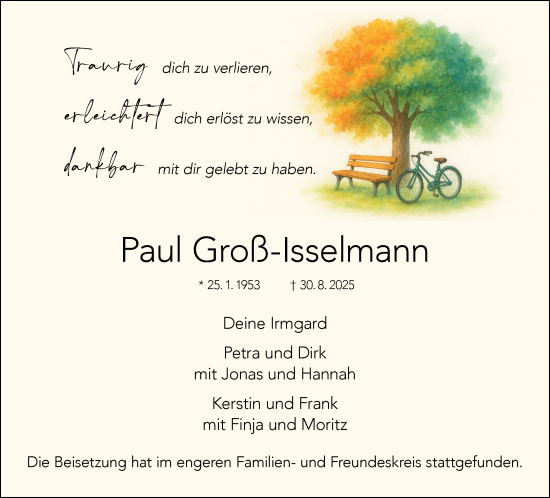 Traueranzeige von Paul Groß-Isselmann 