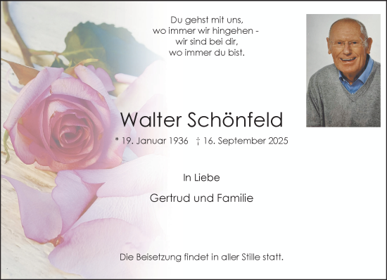 Traueranzeige von Walter Schönfeld 