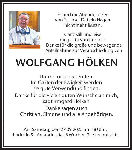 Traueranzeige von Wolfgang Hölken von Trauer Vest