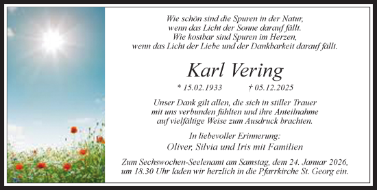 Traueranzeige von Karl Vering von Bocholter Borkener Volksblatt