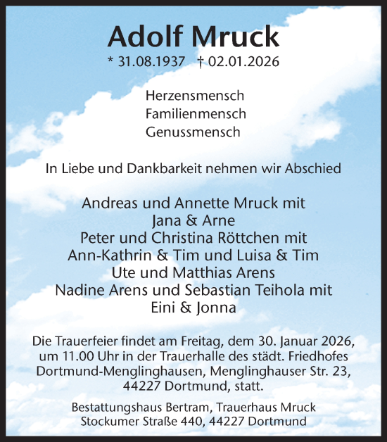 Traueranzeige von Adolf Mruck von Ruhr Nachrichten