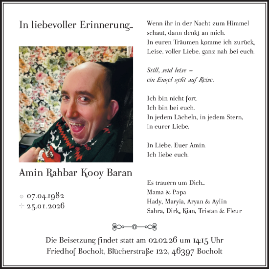 Traueranzeige von Amin Rahbar Kooy Baran 