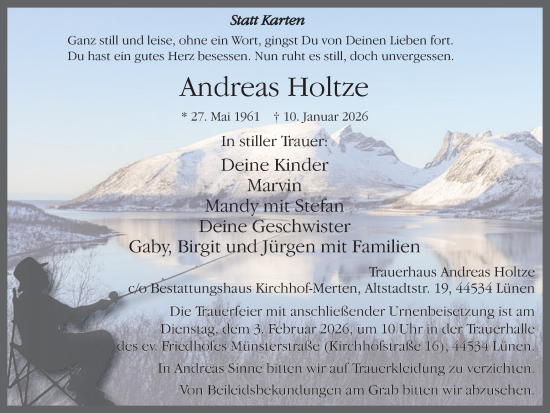 Traueranzeige von Andreas Holtze von Lüner Anzeiger