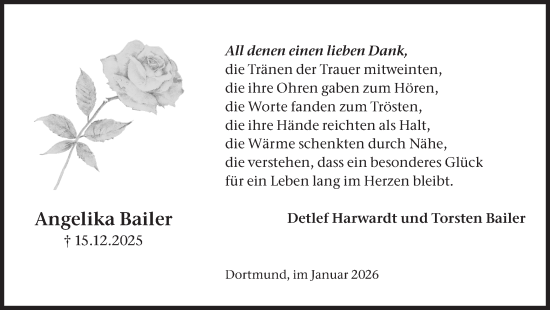 Traueranzeige von Angelika Bailer von Ruhr Nachrichten