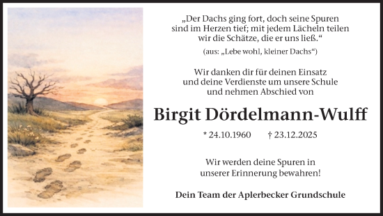 Traueranzeige von Birgit Dördelmann-Wulff von Ruhr Nachrichten