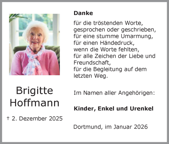 Traueranzeige von Brigitte Hoffmann von Ruhr Nachrichten