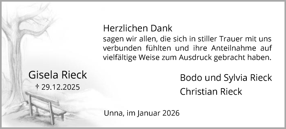  Traueranzeige für Christian Rieck vom 24.01.2026 aus Hellweger Anzeiger