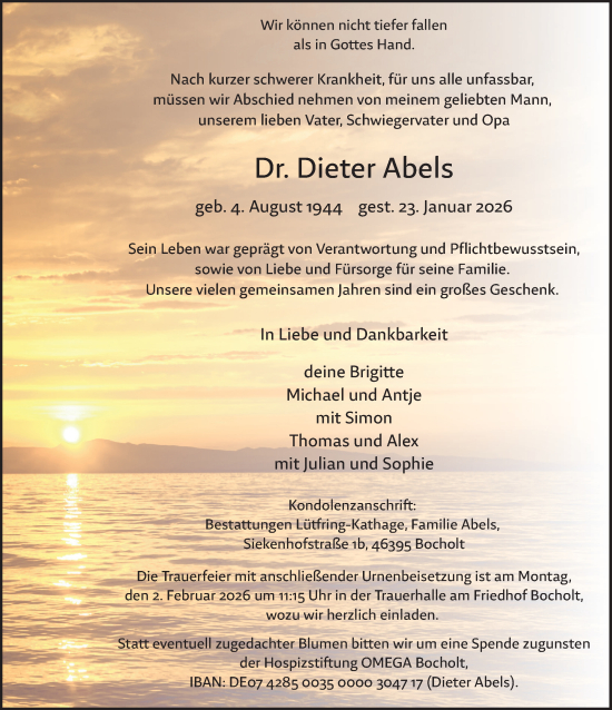 Traueranzeige von Dieter Abels 
