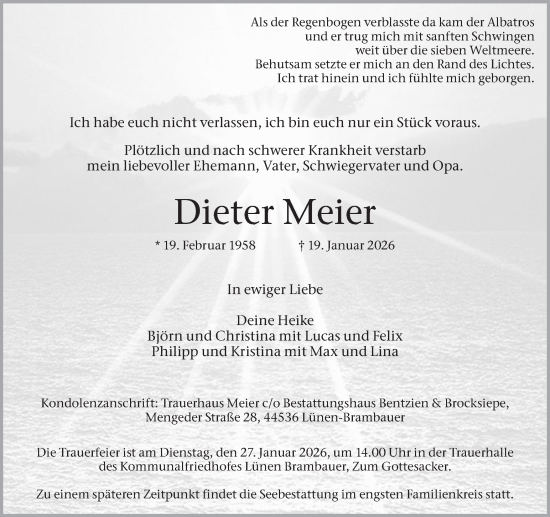 Traueranzeige von Dieter Meier von Ruhr Nachrichten