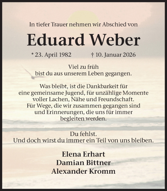 Traueranzeige von Eduard Weber von Ruhr Nachrichten