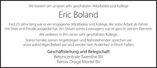 Traueranzeige von Eric Boland 