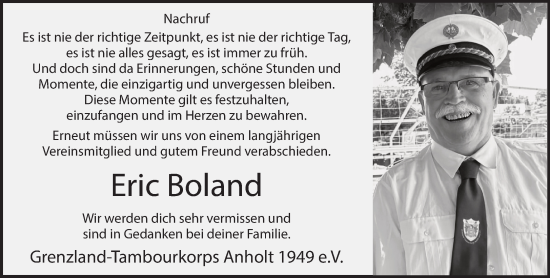 Traueranzeige von Eric Boland 