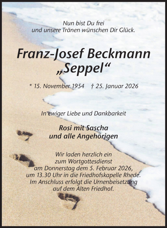 Traueranzeige von Franz-Josef Beckmann 