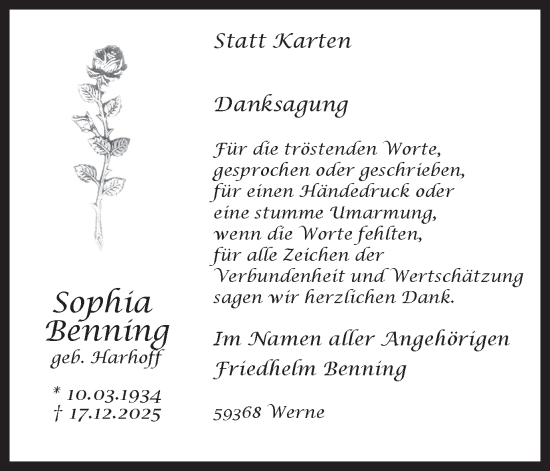 Traueranzeige von Friedhelm Benning von Ruhr Nachrichten