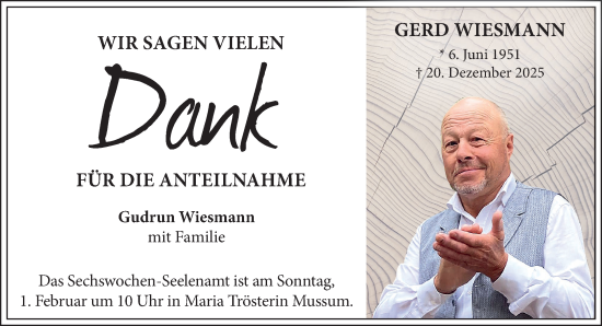 Traueranzeige von Gerd Wiesmann 