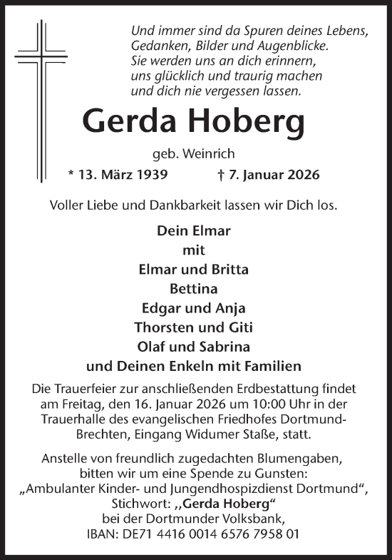 Traueranzeige von Gerda Hoberg von Ruhr Nachrichten