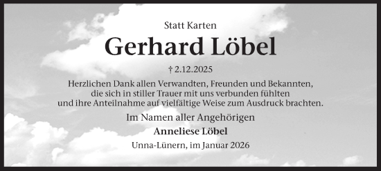 Traueranzeige von Gerhard Löbel von Hellweger Anzeiger